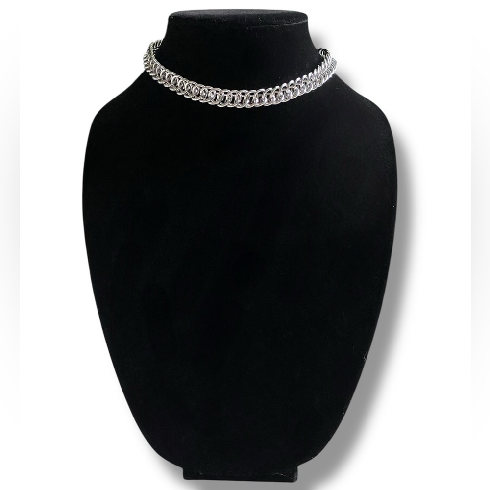 Handmade Gothic Grunge Y2K Half Persian Chainmail Weave Necklace